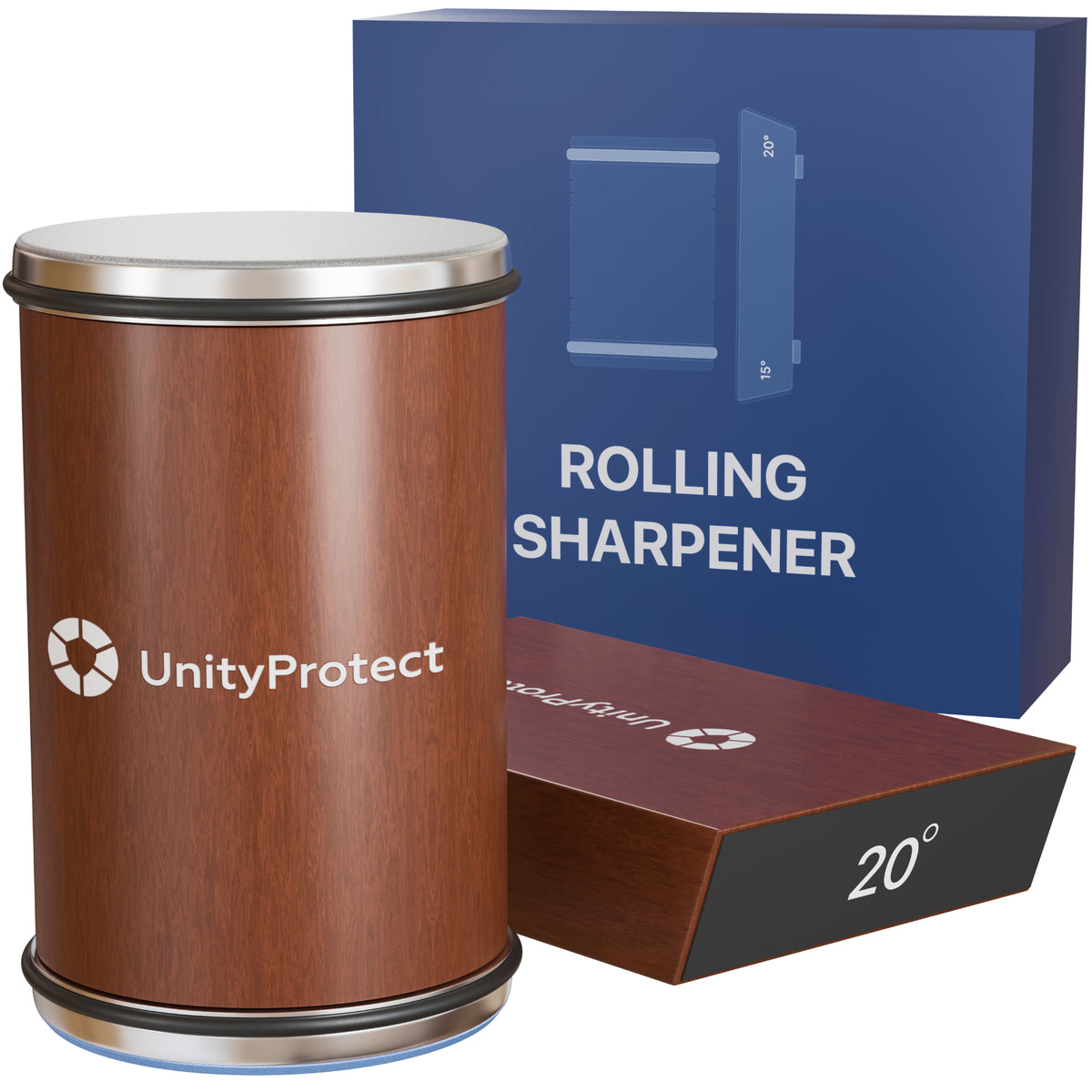 Knife Sharpener, Rolling Knife Sharpener with Magnetic Holder 15 & 20 Degree, Knife Sharpening Kit with Diamond and Ceramic Discs, Knife Sharpener Tool with Leather Strop for Kitchen Knives