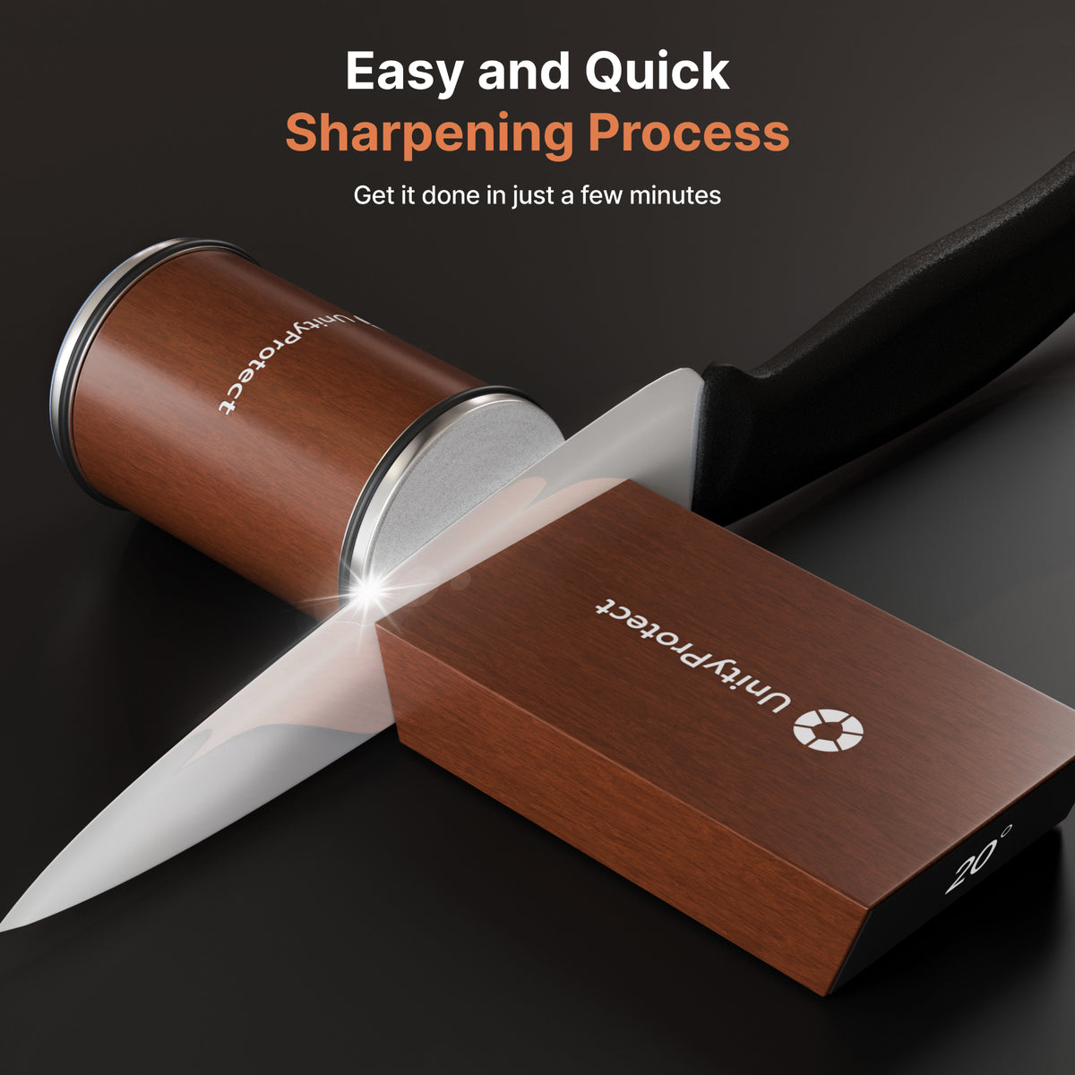 Knife Sharpener, Rolling Knife Sharpener with Magnetic Holder 15 & 20 Degree, Knife Sharpening Kit with Diamond and Ceramic Discs, Knife Sharpener Tool with Leather Strop for Kitchen Knives