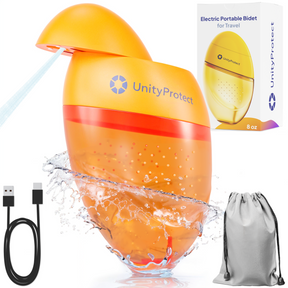UnityProtect Portable Bidet for Travel, Mango Shape Rechargeable Electric Travel Bidet Sprayer with Adaptor, Mini High Pressure Handheld Bidet for Women Men Baby Cleaning