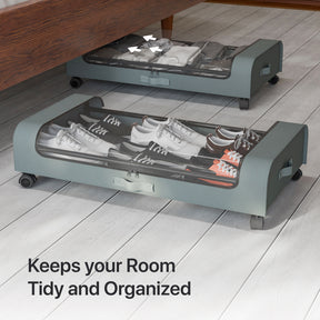 Underbed Storage with Wheels – 2-Pack Rolling Under Bed Storage for Shoes and More – Under Bed Shoe Storage Organizer – Space-Saving Solution