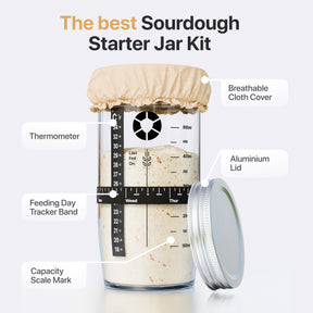 Sourdough Starter Jar Glass, Bread Starter Kit for Kitchen and Dough Enhancer for Bread Making - 24 oz