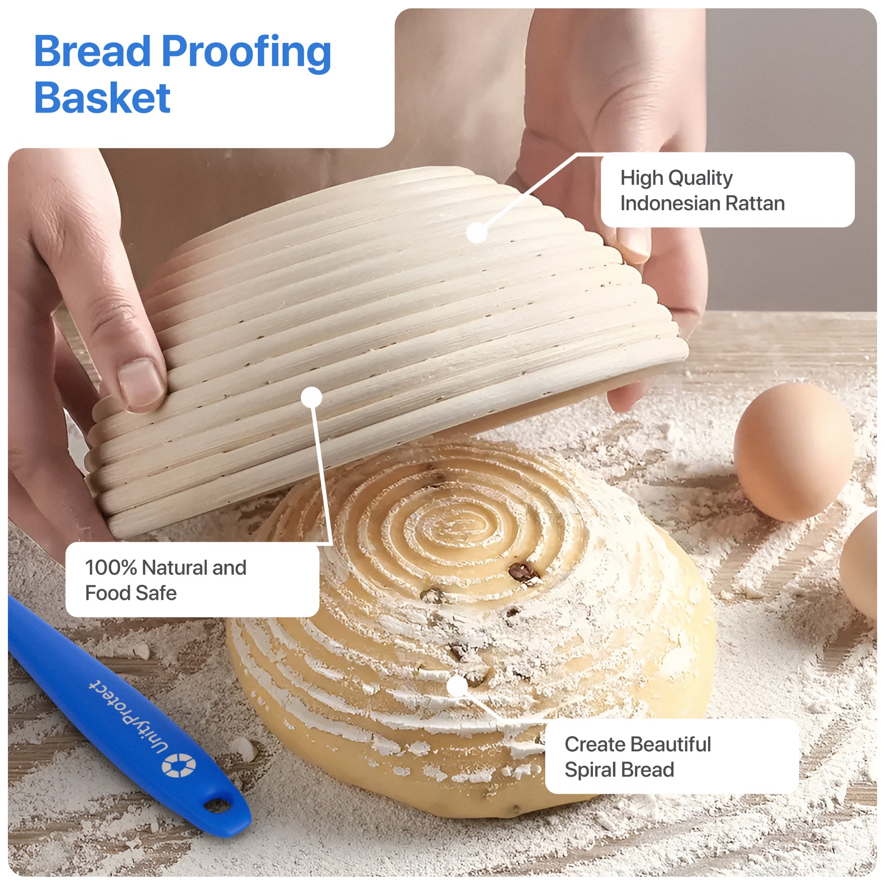 Bread Proofing Basket Set of 2 - 10 Inch Oval & 9 Round Sourdough Baskets - Sourdough Bread Organiser