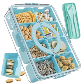 Divided Serving Tray & Snackle Box Containers, Charcuterie Boxes with Clear Lids, Snack Box Container with Portable Utensils Set with Case