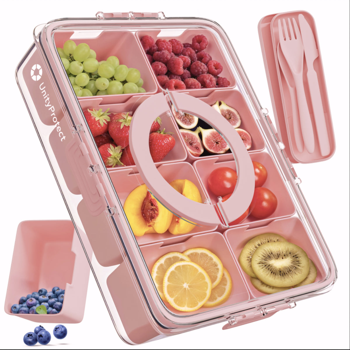 Divided Serving Tray & Snackle Box Containers, Charcuterie Boxes with Clear Lids, Snack Box Container with Portable Utensils Set with Case