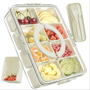 Divided Serving Tray & Snackle Box Containers, Charcuterie Boxes with Clear Lids, Snack Box Container with Portable Utensils Set with Case