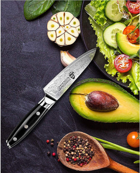 Paring Knife - Peeling Knife Ultra Sharp 3.5-inch - Small Kitchen Knives High Carbon Stainless Steel - Kitchen Utility Knife with G10 Full Tang Handle - Black Hawk-S Knives Including Gift Box